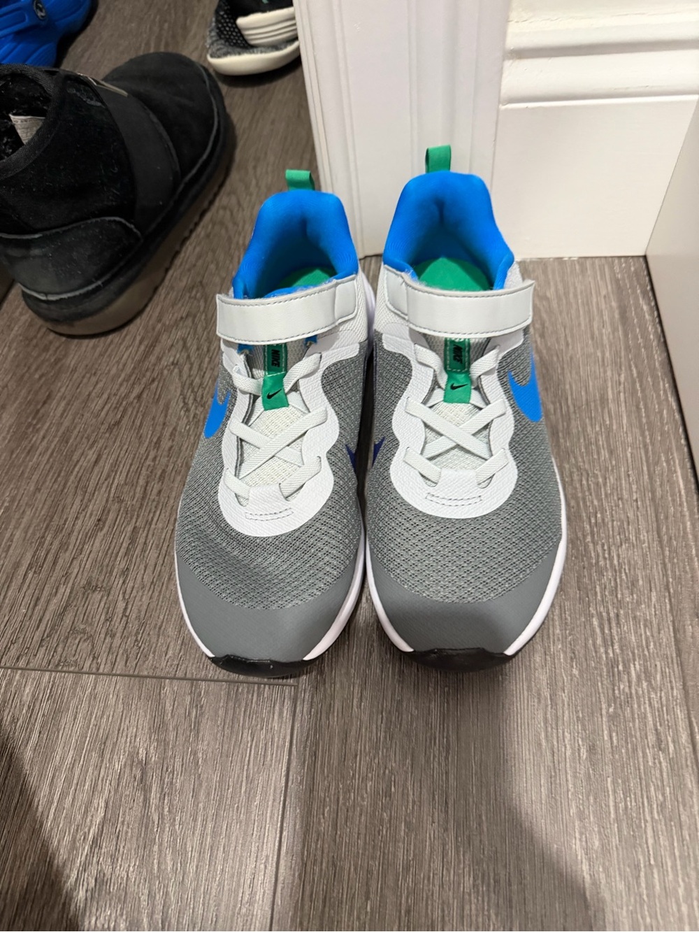 Nike Kids Grey, Blue & Green Athletic Sneakers